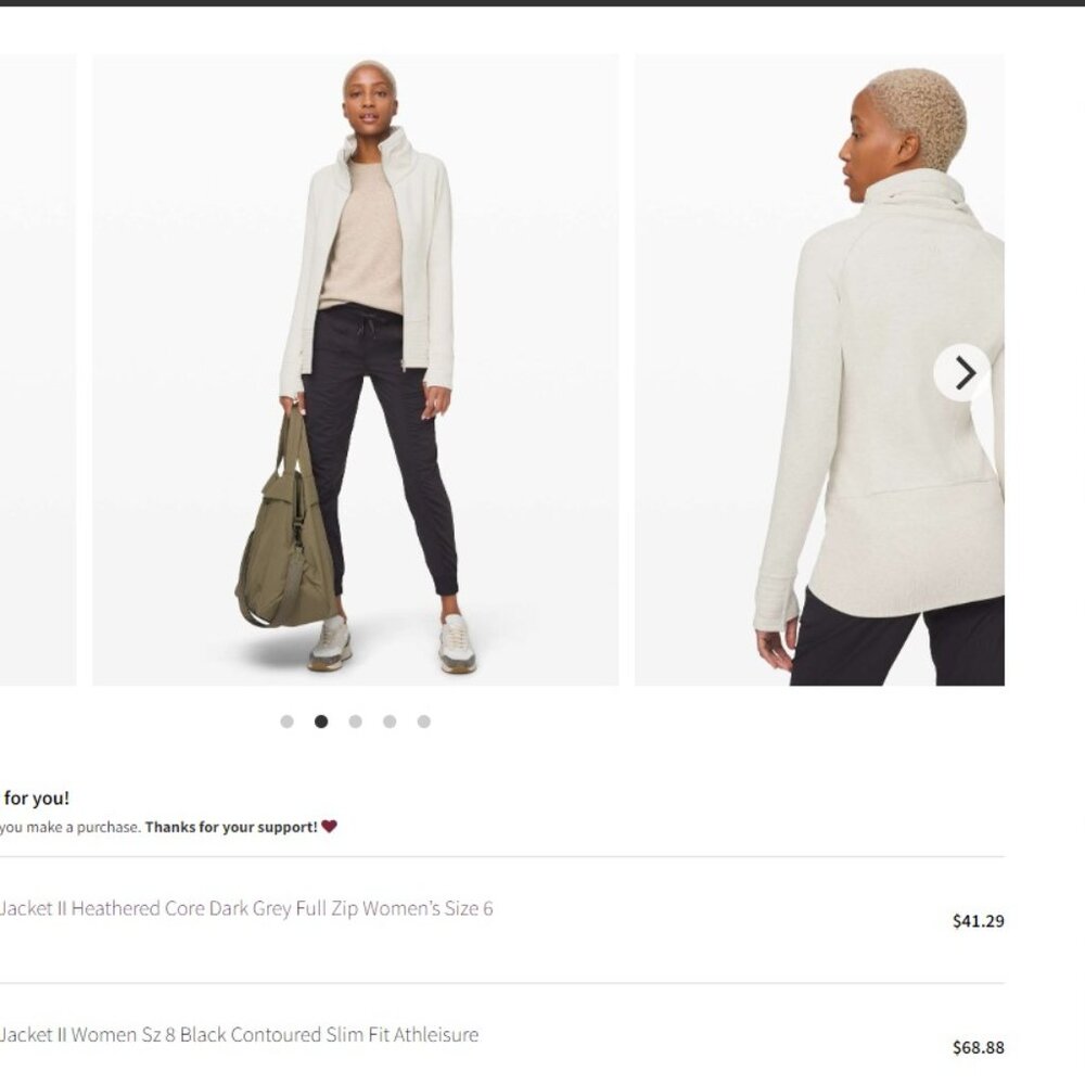 Lululemon Radiant Jacket II Zip Front Cotton Jacket Heathered Light Ivory Size 6